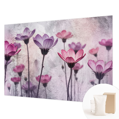 Photo wall mural with a pastel flower design