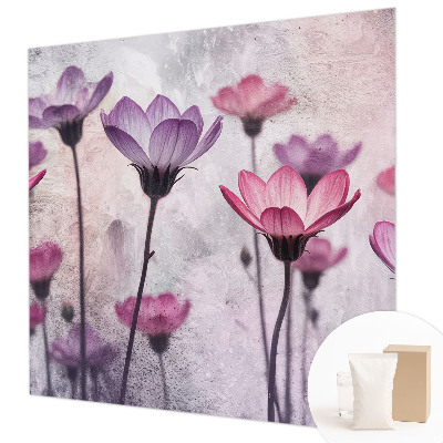 Photo wall mural with a pastel flower design