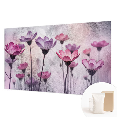 Photo wall mural with a pastel flower design
