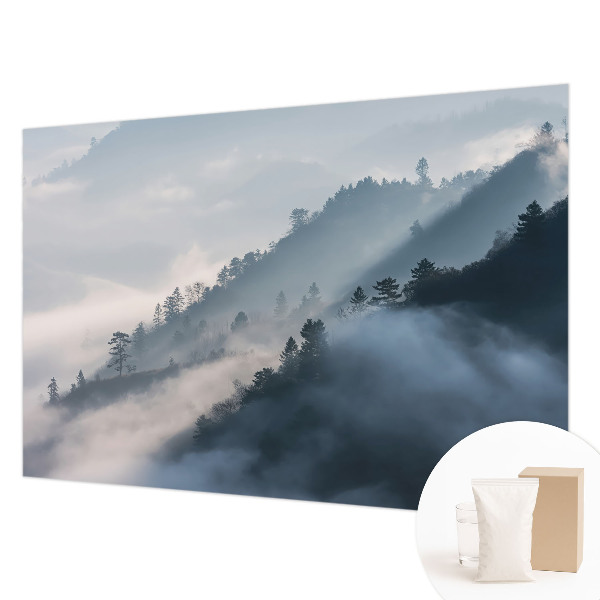 Wall mural for bedroom with a foggy landscape design