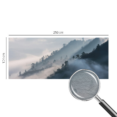 Wall mural for bedroom with a foggy landscape design