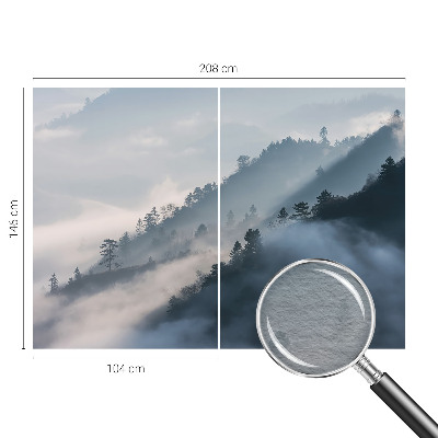 Wall mural for bedroom with a foggy landscape design