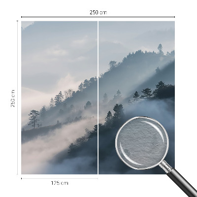 Wall mural for bedroom with a foggy landscape design