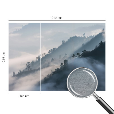 Wall mural for bedroom with a foggy landscape design