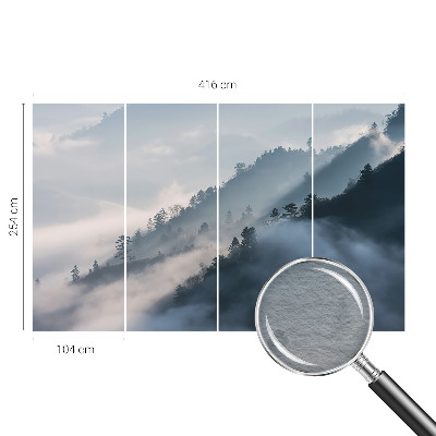 Wall mural for bedroom with a foggy landscape design