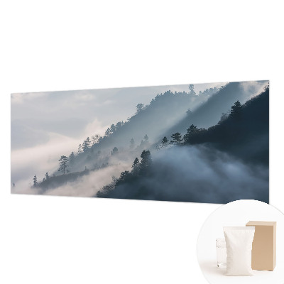 Wall mural for bedroom with a foggy landscape design