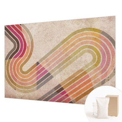 Wall mural for living room with a geometric line design