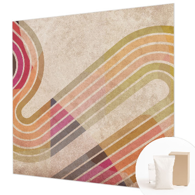 Wall mural for living room with a geometric line design