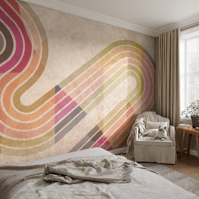 Wall mural for living room with a geometric line design