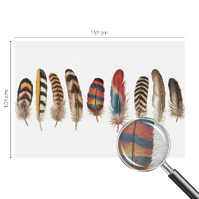 Wallpaper mural for living room with a colorful feather pattern