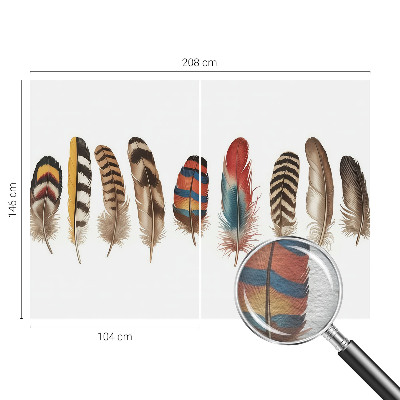 Wallpaper mural for living room with a colorful feather pattern