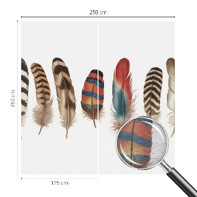 Wallpaper mural for living room with a colorful feather pattern