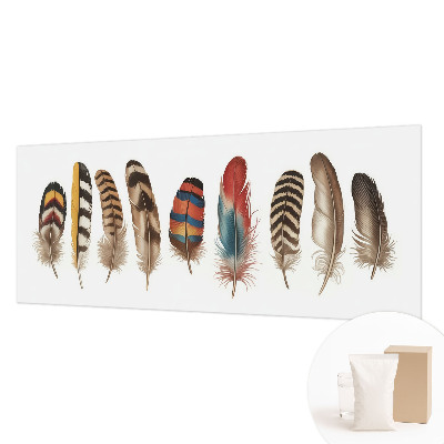 Wallpaper mural for living room with a colorful feather pattern