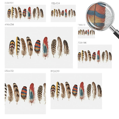 Wallpaper mural for living room with a colorful feather pattern
