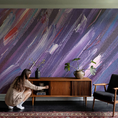 Bedroom wall mural wallpaper with colorful brushstroke pattern