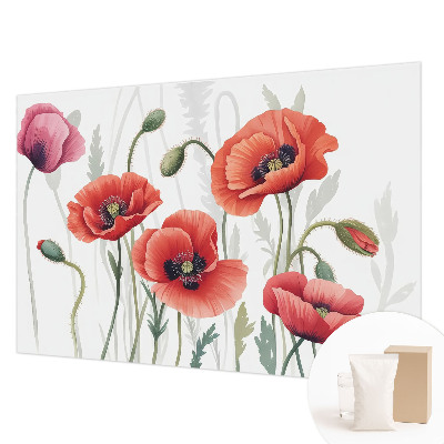 Large wall mural featuring red poppies