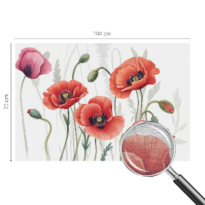 Large wall mural featuring red poppies