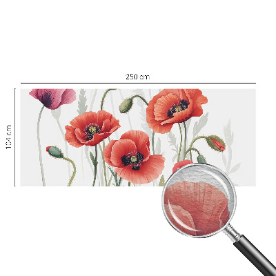 Large wall mural featuring red poppies