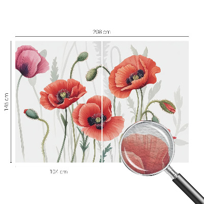 Large wall mural featuring red poppies