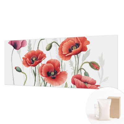 Large wall mural featuring red poppies
