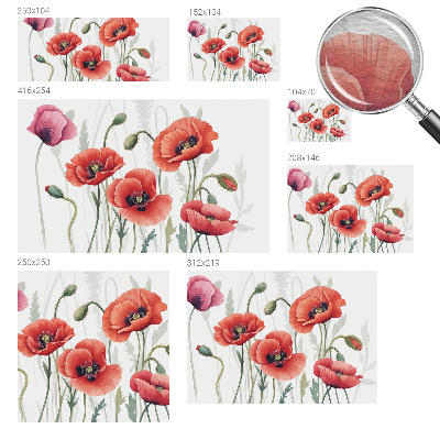 Large wall mural featuring red poppies