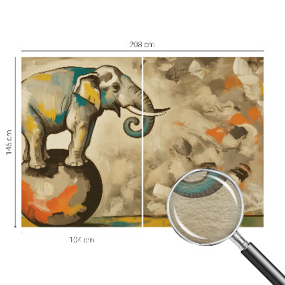 Custom size wall mural with an abstract elephant design