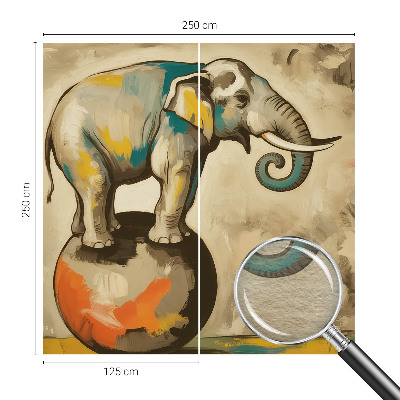 Custom size wall mural with an abstract elephant design