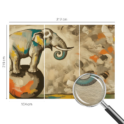 Custom size wall mural with an abstract elephant design
