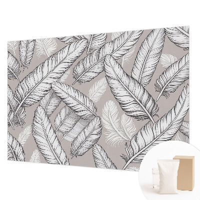 Modern wall mural with a subtle feather pattern