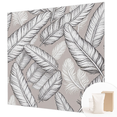 Modern wall mural with a subtle feather pattern