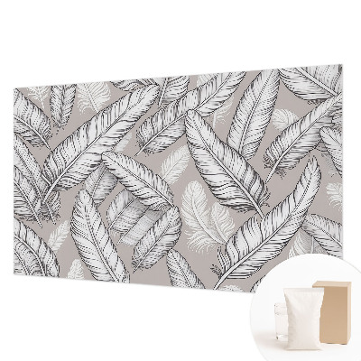 Modern wall mural with a subtle feather pattern