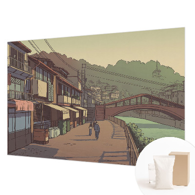 Modern wall mural for living room with a pastel landscape motif