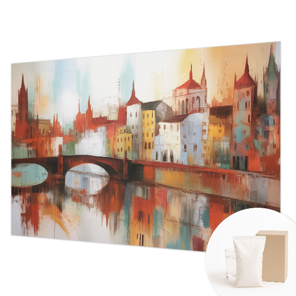 High quality wall mural wallpaper featuring a city landscape design