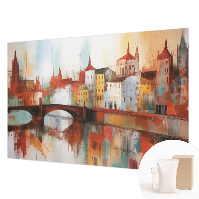 High quality wall mural wallpaper featuring a city landscape design