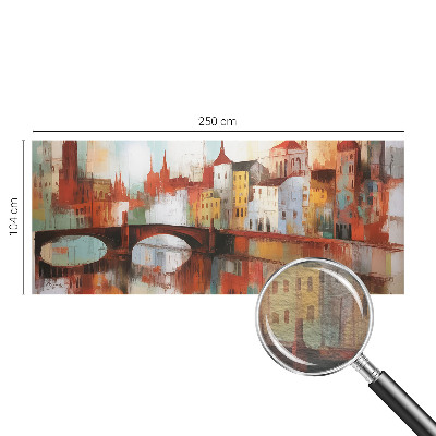 High quality wall mural wallpaper featuring a city landscape design