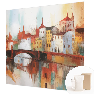 High quality wall mural wallpaper featuring a city landscape design