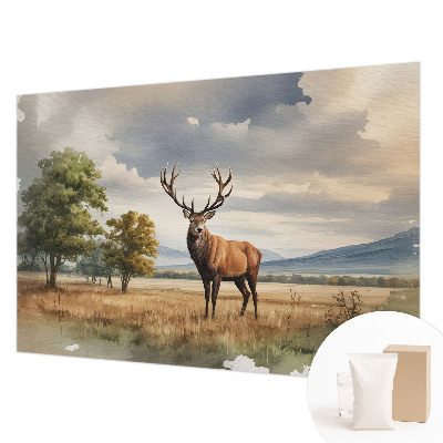 Decorative wall mural for living room featuring a majestic deer motif