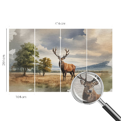Decorative wall mural for living room featuring a majestic deer motif