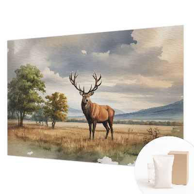 Decorative wall mural for living room featuring a majestic deer motif
