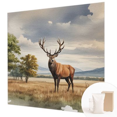 Decorative wall mural for living room featuring a majestic deer motif