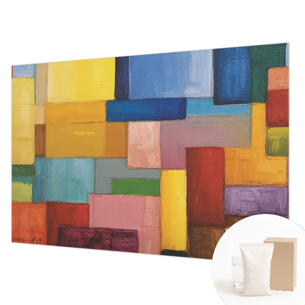 Wall mural with a pattern of colored rectangles