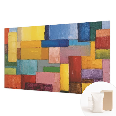 Wall mural with a pattern of colored rectangles
