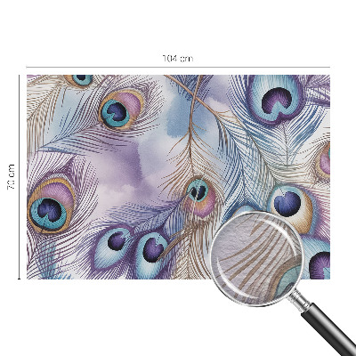 Wall mural for bedroom with a peacock feather motif