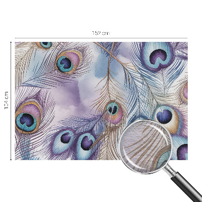Wall mural for bedroom with a peacock feather motif