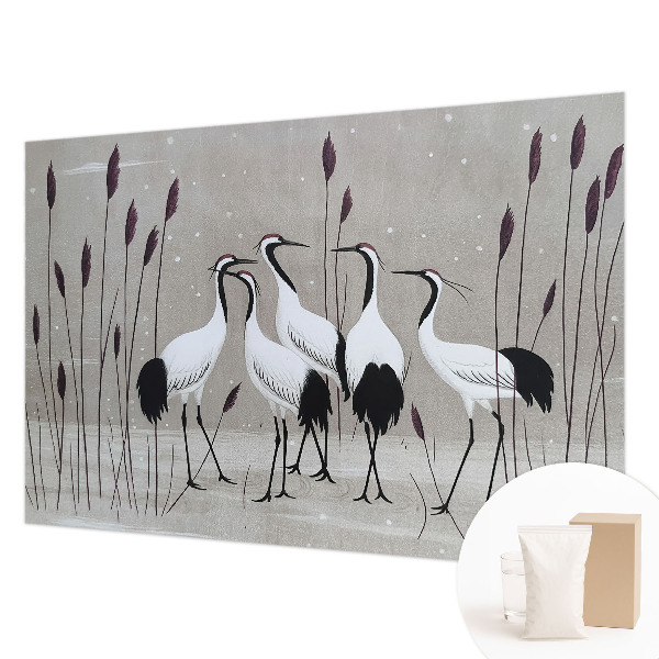 Bedroom wall mural wallpaper with a flock of cranes motif