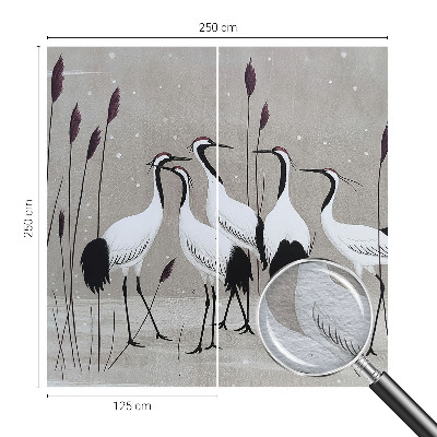 Bedroom wall mural wallpaper with a flock of cranes motif