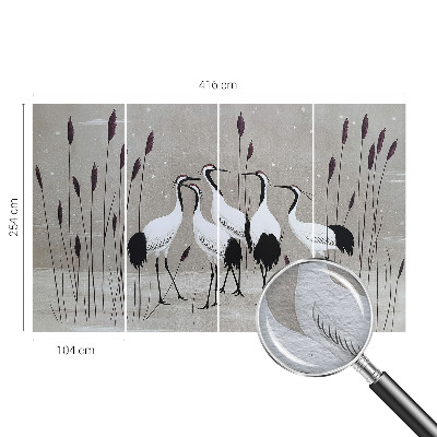 Bedroom wall mural wallpaper with a flock of cranes motif