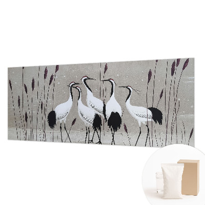Bedroom wall mural wallpaper with a flock of cranes motif
