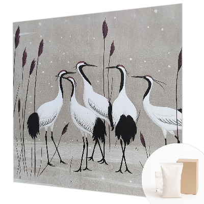 Bedroom wall mural wallpaper with a flock of cranes motif