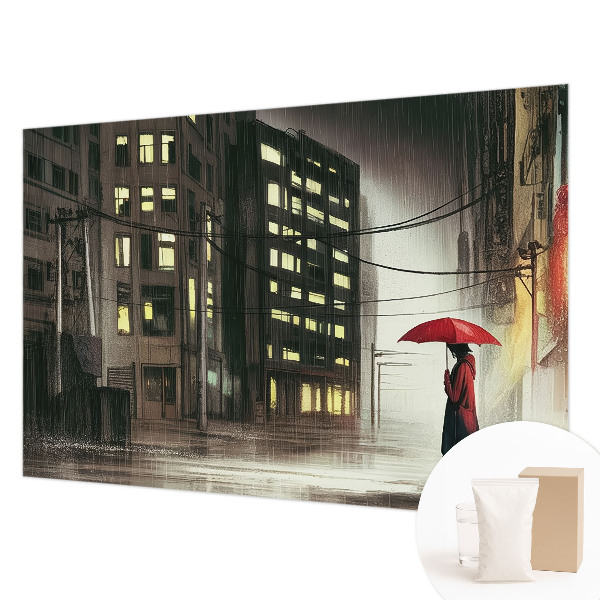 Large wall mural Rainy city
